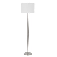 This modern style candlestick lamp is a great addition to your home of office It features a smooth brushed steel finish topped by a crisp linen shade Its slender construction also makes it a great addition for small or cramped spaces