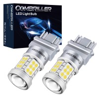 Combriller 3157 Led Bulb White 6000K, 3056 3156 3057 4157 T25 Led Bulb With Projector Replacement For Led Reverse Lights Turn Signal Bulb Brake Tail Parking Light Bulb, Pack Of 2