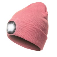 Beanie With Light, Usb Rechargeable Knitted Lighted Hat, Easter Gifts For Men Dad Him Women Her, Unisex Lighted For Walking At Night,Fishing,Camping,Hunting Pink