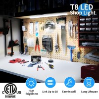 Cnsunway 2Ft Led Shop Light 24W 5000K Utility T8 Led Light Fixture 3100Lm Super Bright D Shape High Output Linkable Led Lig