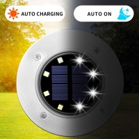 Solpex Solar Ground Lights, 8 Led Solar Powered Disk Lights Outdoor Waterproof Landscape Lawn Lighting For Garden Yard Deck Walkway Patio Pathway (8, White)