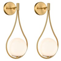 Holkirt Midcentury Modern Wall Sconces Bathroom Globe Vanity Light Fixture Brass Set Of 2