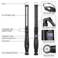 Orhomelife Rechargeable Led Work Light 750 Lumens Foldable Led Flashlight Handheld Cordless Work Light With Magnetic Base 360