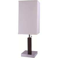 Enrich your home furnishing with the inclusion of this modern design Table Lamp Exuding minimalism it comes with a rectangular fabric shade and a chain pull switch The wood accent with chrome base creates a sophisticated design