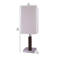 Enrich your home furnishing with the inclusion of this modern design Table Lamp Exuding minimalism it comes with a rectangular fabric shade and a chain pull switch The wood accent with chrome base creates a sophisticated design