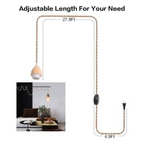 Arturesthome Pendant Light Cord 328Ft Hanging Light Kit With Dimmable Switch Vintage Lamp Cord With Twisted Nylon Pendant Lig