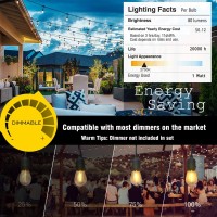 Outdoor String Lights Led 100Ft Patio Lights With 32 Shatterproof S14 Dimmable Plastic Vintage Edison Bulbs And Commercial Grade Waterproof Strand Lights String For Porch Market Cafe String Lights