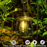 Solar Lantern Outdoor Waterproof To Hanging -Decorative Retro Metal Waterproof Solar Outdoor Lights - Outdoor Decorative Lights For Garden Outdoor Pathway-With Sheep Hook