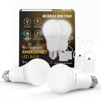 Beccalighting Rechargeable Emergency Light Bulb Ul Listed Battery Operated Light Bulb Power Outage Camping Reading Lighting Hurricane 9W 850 Lumens Soft White 3000K E26 120 Volt 4-Pack