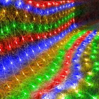 Kemooie 198 Led Christmas Net Lights, 9.8Ft X 6.6Ft Plug In Mesh Lights, Connectable 8 Twinkle Modes Waterproof String Lights For Garden Bush Window Christmas Decorations (Multicolor)