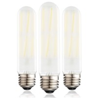 Dimmable T10 Frosted Led Bulbs,6W Led Tubular Edison Bulbs 60 Watt Equivalent,600Lm,Daylight 4000K,E26 Medium Base Lamp Bulb For Desk Lamp, Pendant Lights,Cabinet Display Cabinet Etc. (3-Pack)