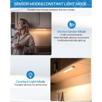 Hiboitec Led Under Cabinet Lighting Motion Sensor Under Counter Light With 1000Mah Rechargeable Battery 30 Leds Wireless Cabine