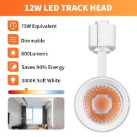 Alampever Led Track Lighting Heads For J Track,Dimmable Track Lighting Fixtures Ceiling For Wall Art,12W Track Light,800Lm, Cri90, 3000K Soft White,75W 4Pack, White