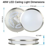 Dllt 48W Dimmable Flush Mount Led Ceiling Light Fixture 176 Round Close To Ceiling Lights With Remote Control Modern Ceilin