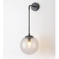 Susuo Globe Clear Glass Wall Sconce Modern Minimalism Black Wall Lighting For Bedroom Hallway Bedside Wall Night Light