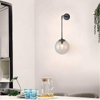 Susuo Globe Clear Glass Wall Sconce Modern Minimalism Black Wall Lighting For Bedroom Hallway Bedside Wall Night Light