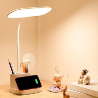 Mubarek Office Lamp, 8W 3 Modes Battery Operated Lamp, White Desk Lamp For Desk, Study Lamps For Desk, Desk Lamps For Bedrooms, Dimmable Office Light, Bright Desk Lamp, Usb Desk Lamp, Modern Desk Lamp