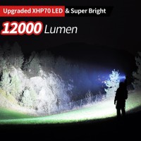 Yxqua 12000 Lumen Flashlight, Usb Rechargeable Flashlight Xhp70.2, High Powered Handheld Led Flashlight, Super Bright Flash Light, 5 Modes For Emergency, Hiking, With Holster