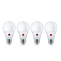 Philips Led Frosted Dusk-To-Dawn Flicker-Free A19 Light Bulb, Non-Dimmable, 800 Lumen, Soft White Light (2700K), 8.8W=60W, E26 Base, Title 20 Certified, 4-Pack