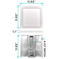 Luxrite 1X1 Ft Led Panel Flush Mount Lights, 18W Edge-Lit, 5 Color Options 2700K | 3000K | 3500K | 4000K | 5000K, 1500 Lumens, Surface Mount Led Ceiling Light, Damp Rated, Ul Listed