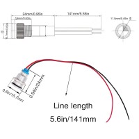 Name metal indicator light Shell material copper and nickel plating Wiring mode strip line Installation diameter 12mm 047 inch Lamp length 21 cm 082 inch Wire length 15 cm 59 inches Colorred yellow blue green and white Protection grade IP65 Voltage 12V DC