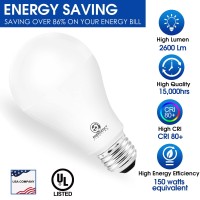 Dimmable A21 Led Bulb, 150 Watt Equivalent, Cool White 4000K, 2600Lm, Ul Listed, E26 Standard Base, Damp Rated, Super Bright Light Bulbs, 4 Pack