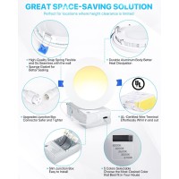 Ensenior 12 Pack 4 Inch Ultra-Thin Led Recessed Light With Junction Box, 2700K/3000K/3500K/4000K/5000K Selectable, 9W 75W Eqv, Dimmable, 750Lm High Brightness - Etl And Energy Star Certified