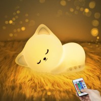 Yotozu Cat Lamp Kitty Night Light Usb Rechargeable Cute Cat Night Ligh With Touch Sensor And Remote Control 4 Modes 16 Colors K