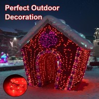 Bolweo Valentines Day Decoration Red Solar String Lights, 39.4Ft 120 Led Solar Fairy Lights, Waterproof Starbright Rope Solar Powered Outside Home Patio Pathway Diwali Christmas Decorations