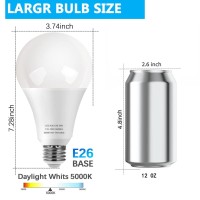 250-300W Equivalent Led Light Bulb, 30W 3000 Lumens Daylight White 5000K A30 Led Bulbs For Garage, Warehouse, Workshop, Commercial, Office, Backyard, E26 Base Light Bulb Non-Dimmable, 2-Pack