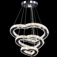 Modern 3 Ring Heart Chandelier Crystal Light Fixture Led Pendant Lighting Adjustable Stainless Steel Ceiling Hanging Lamp For Living Room Dinning Room Bedroom Kitchen