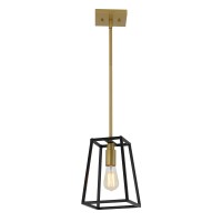 Artika Carter 1-Light Modern Mid-Century - Farmhouse Pendant Light Fixture, Black And Gold Finish - Ideal For Kitchen Island Light - Bulb Not Included