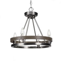 Belmont 4 Light Chandelier Shown In Painted Distressed Wood-Look Metal & Graphite Finish