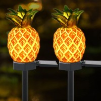 Garden Decor Solar Stake Lights - 2 Pack Outdoor Pineapple Waterproof Lights Pathway Yard Lawn Walkway Decoration