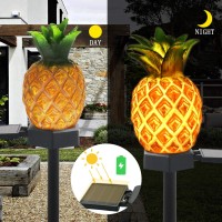 Garden Decor Solar Stake Lights - 2 Pack Outdoor Pineapple Waterproof Lights Pathway Yard Lawn Walkway Decoration