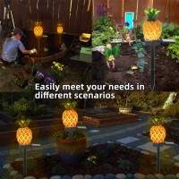 Garden Decor Solar Stake Lights - 2 Pack Outdoor Pineapple Waterproof Lights Pathway Yard Lawn Walkway Decoration