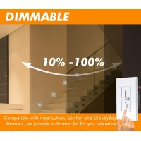 Cloudy Bay Dimmable Upgraded 3 Color 120V Led Indoor Outdoor Step Lights,3000K/4000K/5000K 3W 100Lm,Stair Light,White,6 Pack