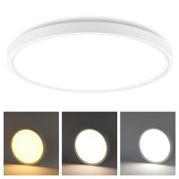 Cycevsun Flush Mount Ceiling Light Dimmable, 12 Inch 3000K-4000K-5000K Selectable, Round Low Profile, White Trim, 20W, 2000Lm, Etl Listed