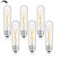 Yaoten T10(T30) E26 Warm White Dimmable Led Edison Bulb, 2W, 25 Watt Equivalent, 2700K Tubular Vintage Shape For Chandeliers, Ceiling Fan, Wall Scones, Pendant, 6 Pack, Ac 120V