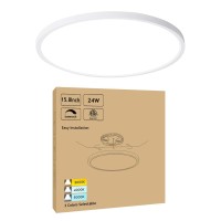 Cycevsun 15.8 Inch Dimmable Led Ceiling Light Flush Mount, Low Profile 24W 3000K-4000K-5000K 3 Color Temperature Selectable,120V, Bright 2400Lm, Etl Listed