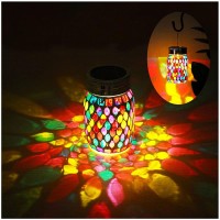 Mosaic Solar Lights Outdoor Hanging Lanterns, Rechargeable Mosaic Solar Lanterns Outdoor Waterproof Solar Night Lights Table Lamps For Decorations