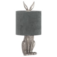 Hill Interiors Silver Hare Table Lamp With Grey Velvet Shade, One Size, Multi-Colour