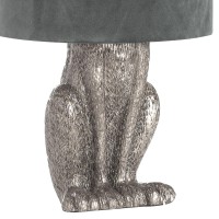 Hill Interiors Silver Hare Table Lamp With Grey Velvet Shade, One Size, Multi-Colour