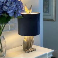 Hill Interiors Silver Hare Table Lamp With Grey Velvet Shade, One Size, Multi-Colour