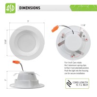 Asd 4 Inch Led Recessed Lights Led Can Lights 9W 70W Replacement 600 Lm Wet Rated Dimmable Ceiling Led Lights 4000K Bright