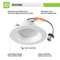 Asd 4 Inch Led Recessed Lights Led Can Lights 9W 70W Replacement 600 Lm Wet Rated Dimmable Ceiling Led Lights 4000K Bright