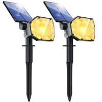 Biling 30 Leds Solar Spot Lights Outdoor, Adjustable Solar Lights For Outside, Ip67 Waterproof Solar Outdoor Lights For Garden Yard House Tree 2 Pack Warm White