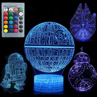 Snomyrs16 Color 3D Illusion Night Light Superhero Lamp With Remote Control And Smart Touch, Birthday And Christmas Gifts For Boys And Girls (4 Pieces)