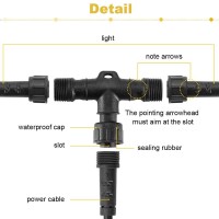 Fvtled Replacement 5Pin T-Connector Waterproof For Rgbw Color Led Deck Light Kit, Pack Of 5