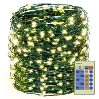 Decute 500Led 164Ft Christmas Tree String Lights Green Wire Dimmable With Remote Control, Ul Listed Plug In Fairy Starry Lights Decorative For Christmas Tree Party Wedding Indoor Outdoor Warm White